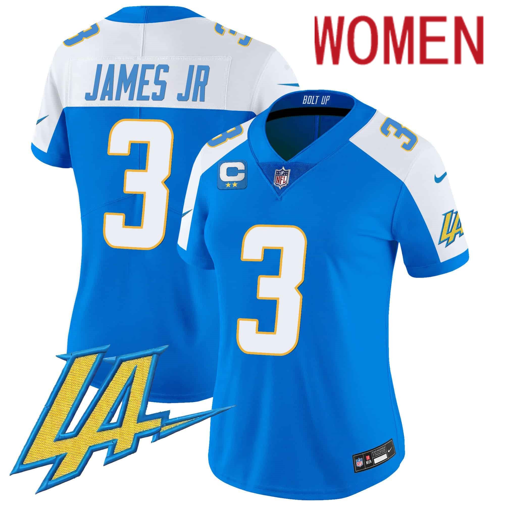 Women Los Angeles Chargers #3 James jr Light Blue 2024 Nike Vapor Limited NFL Jersey